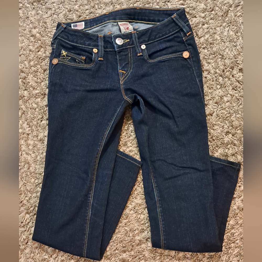 True Religion Denim Jeans with Gold Stitching